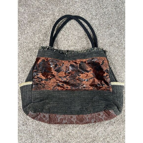 vintage handmade quilted patchwork textured large tote bag purse boho multi - Picture 4 of 12